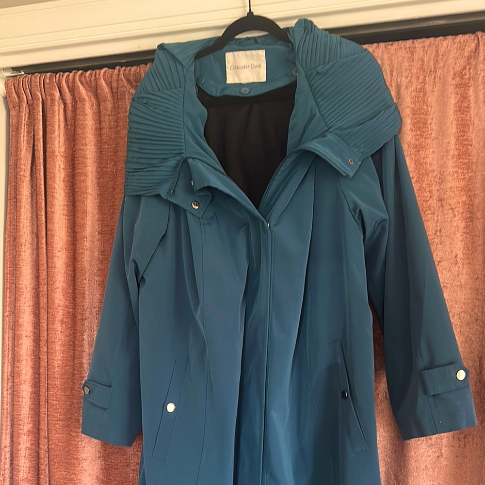 Cold water Creek Women's Teal Trench Coat
